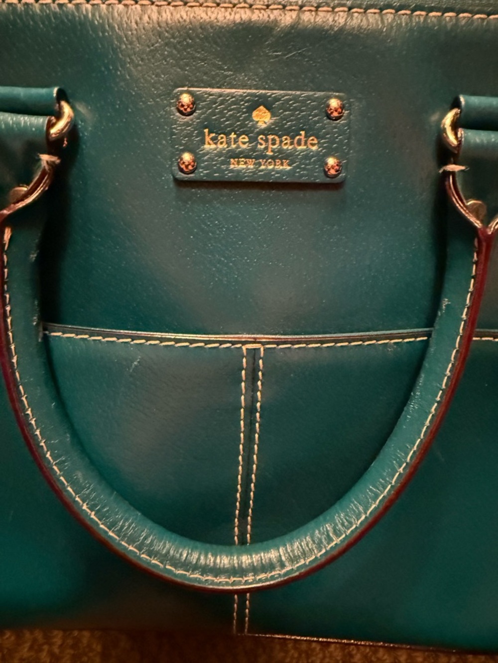 kate spade Teal Leather Satchel with Gold Hardware
